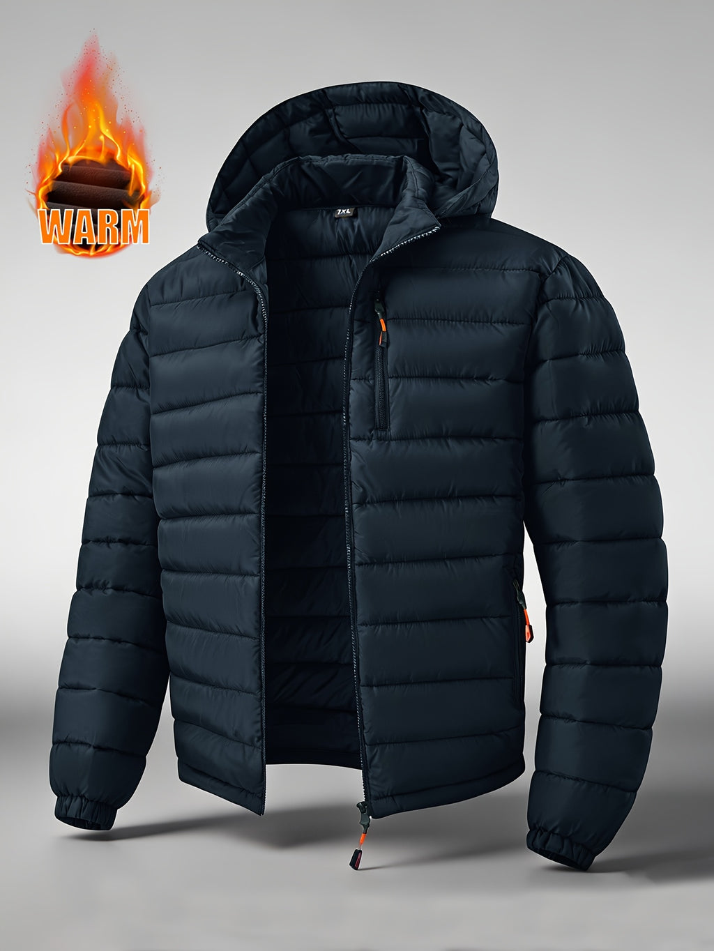 Veste matelassée pour homme, coupe-vent, à capuche, gris