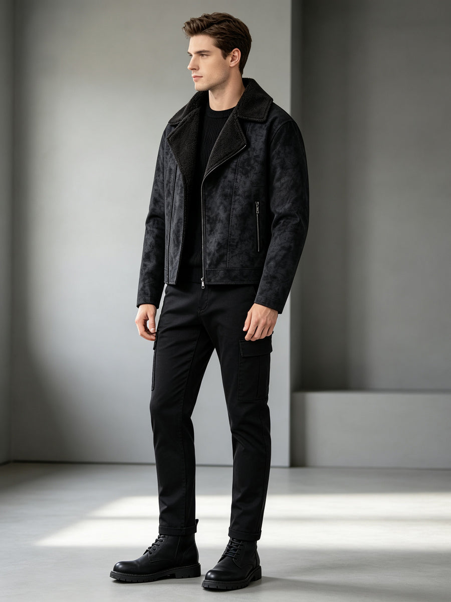 Veste matelassée, à revers, noir, détail du vêtement