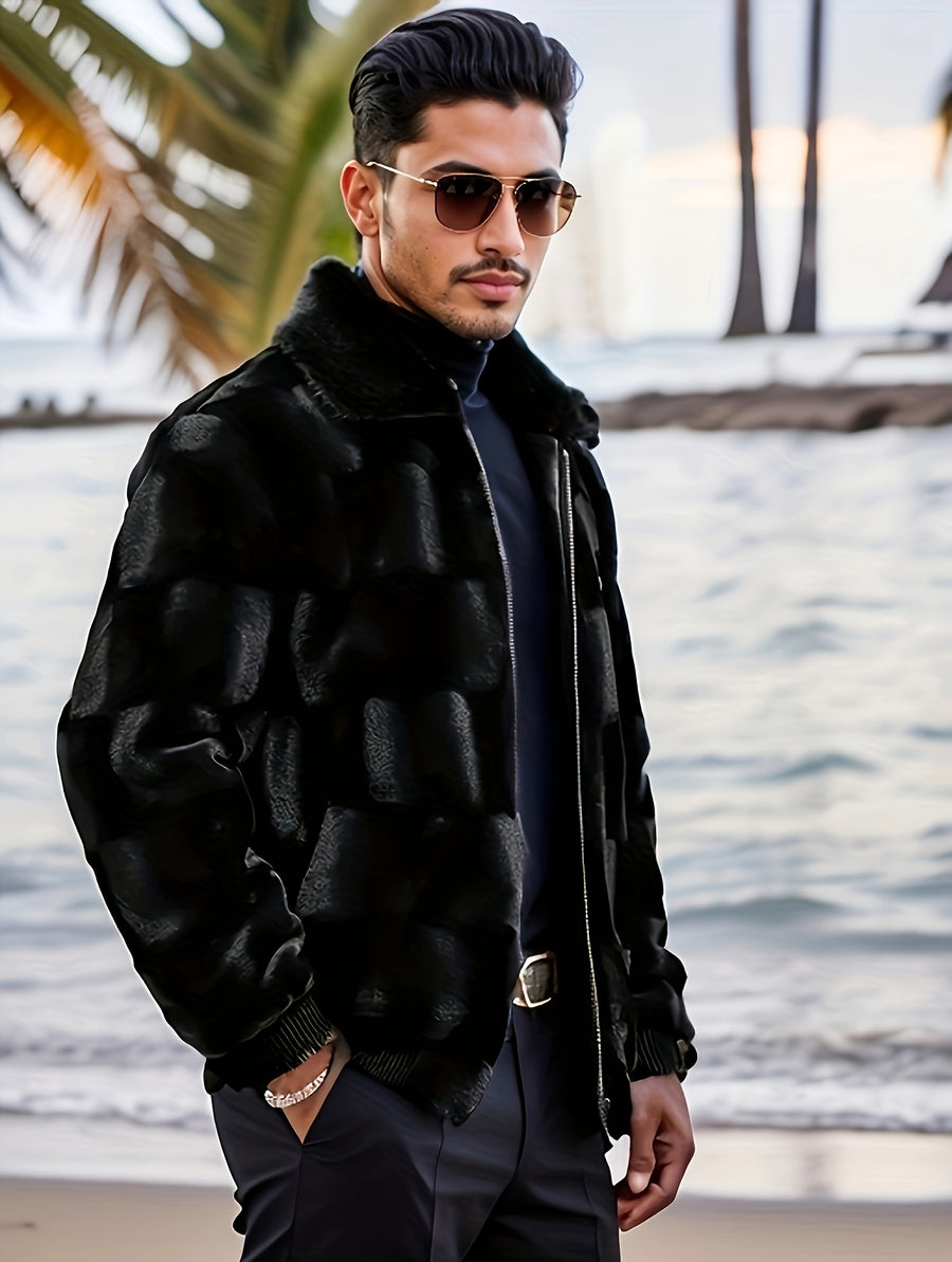 Manteau, à carreaux, à revers, noir, photo 6