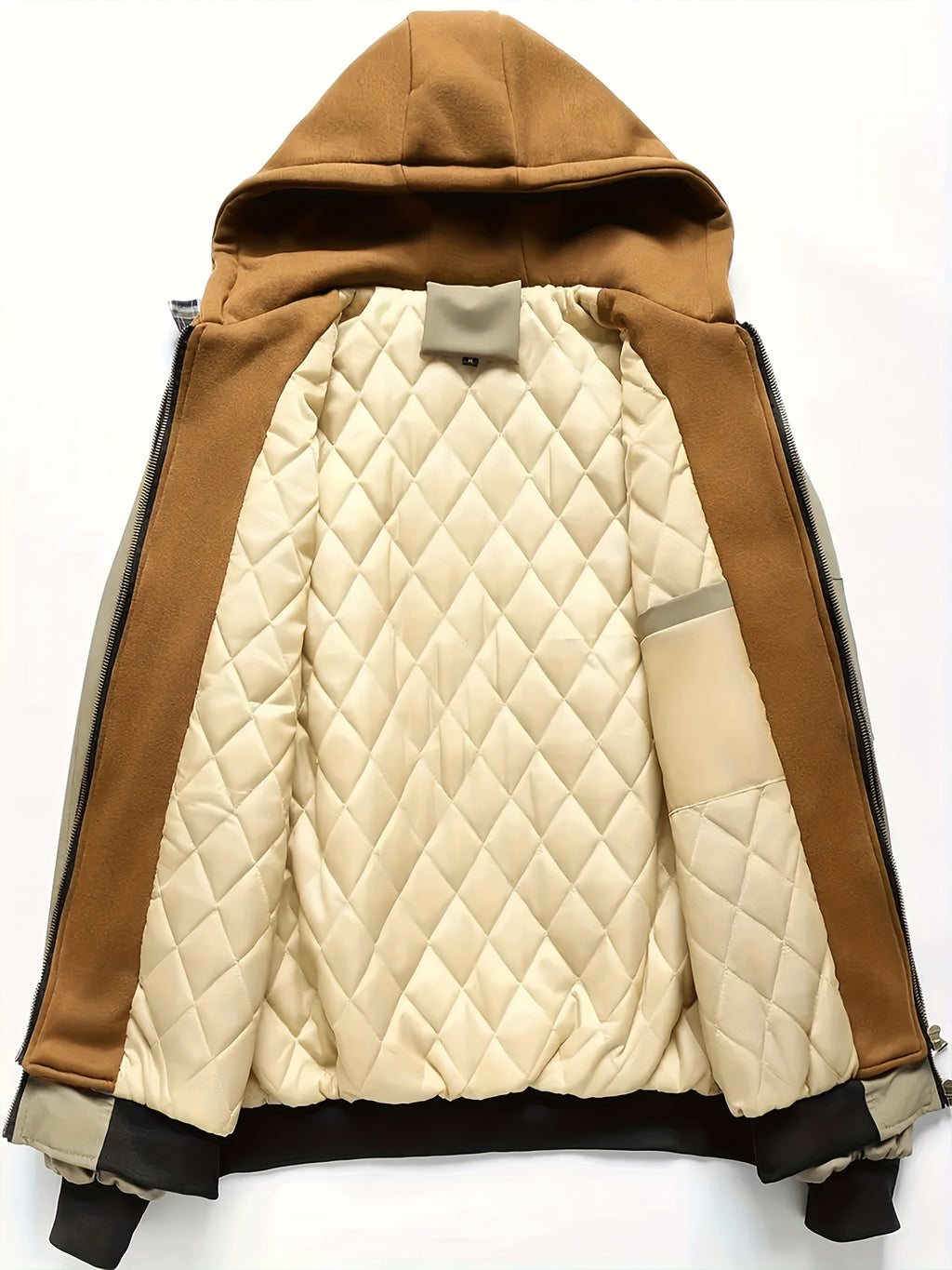 Veste pour homme, à carreaux, à capuche, kaki