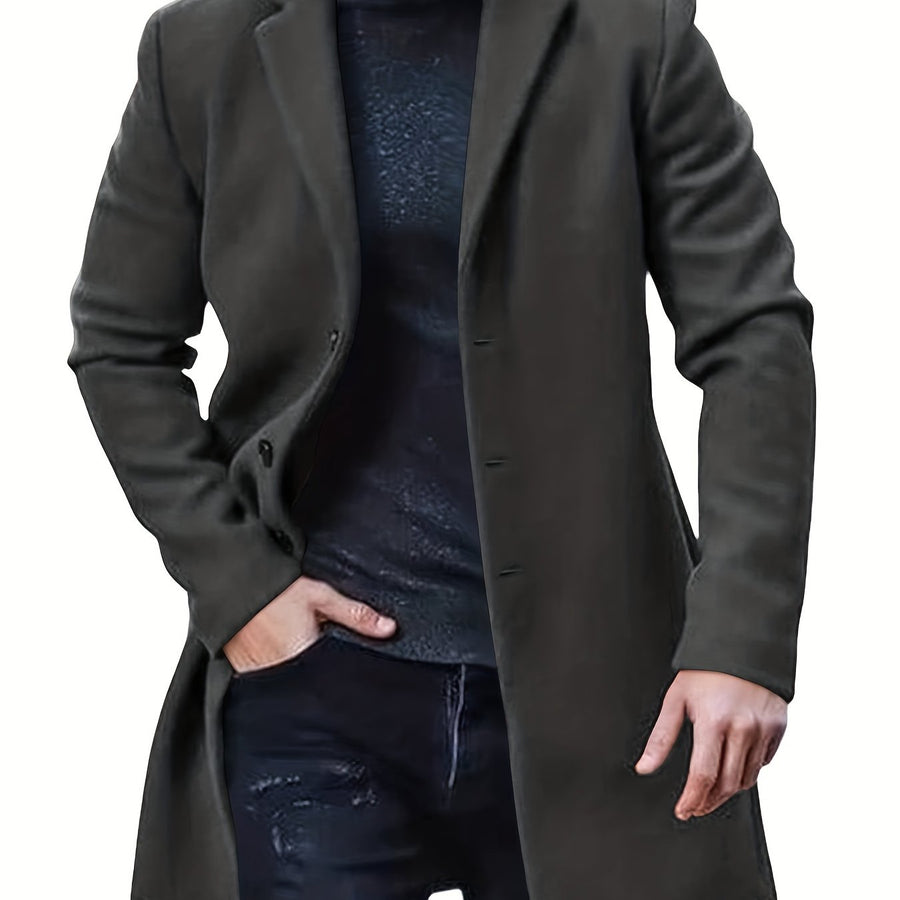 Trench mi-long, à revers, brun jaunâtre, coloris gris foncé
