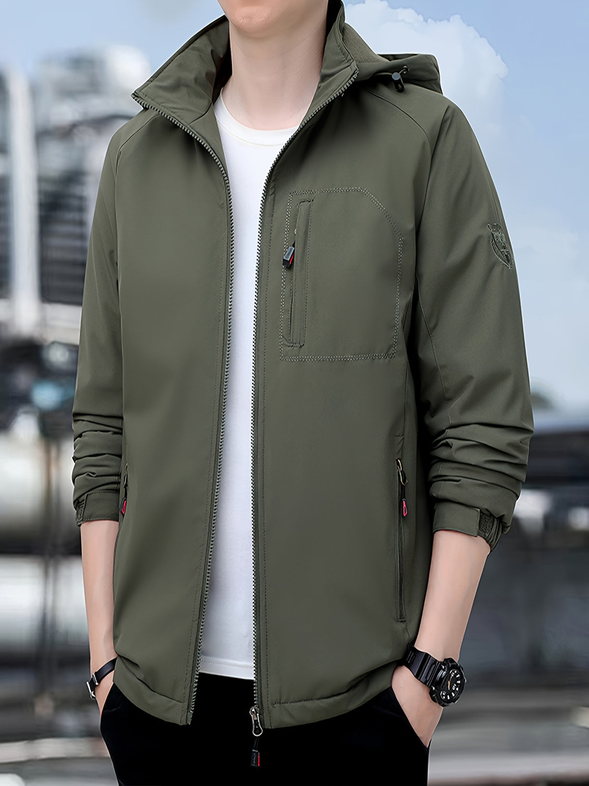 Veste matelassée pour homme, à capuche, bleu