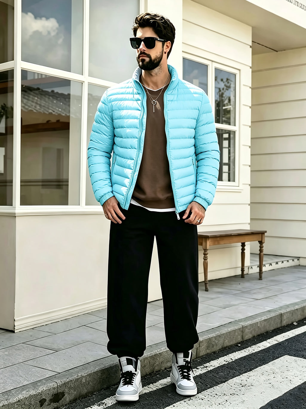 Veste pour homme, coupe-vent, à col montant