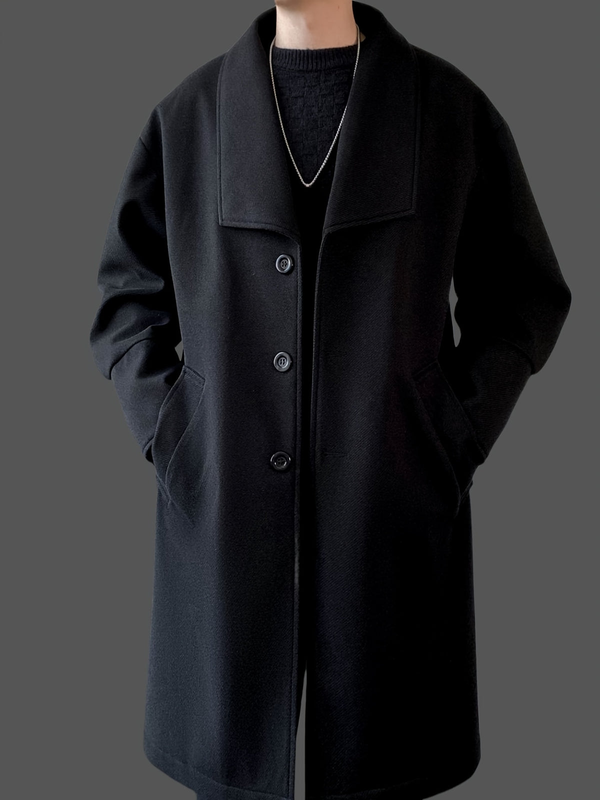 Manteau long pour homme, à revers, abricot
