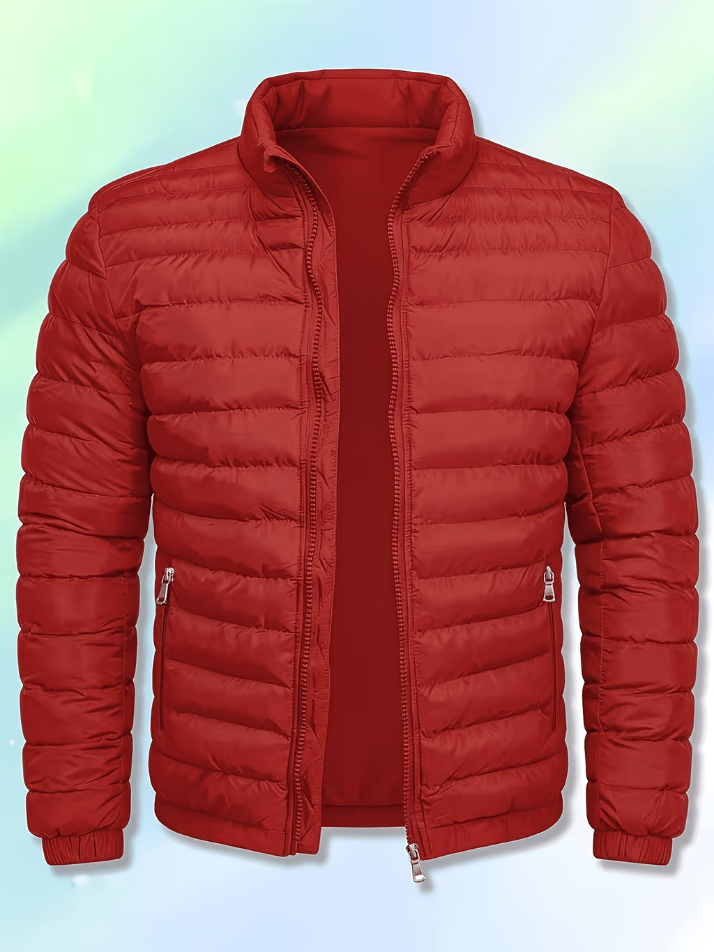 Manteau matelassé pour homme, à col montant, bleu ciel