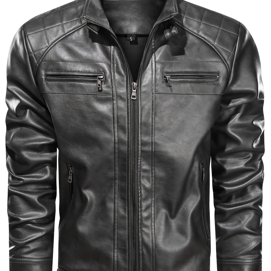 Veste en cuir PU de haute qualité, tailles américaines, parfaite pour un usage quotidien et en extérieur au printemps et en automne, coloris noir, détail