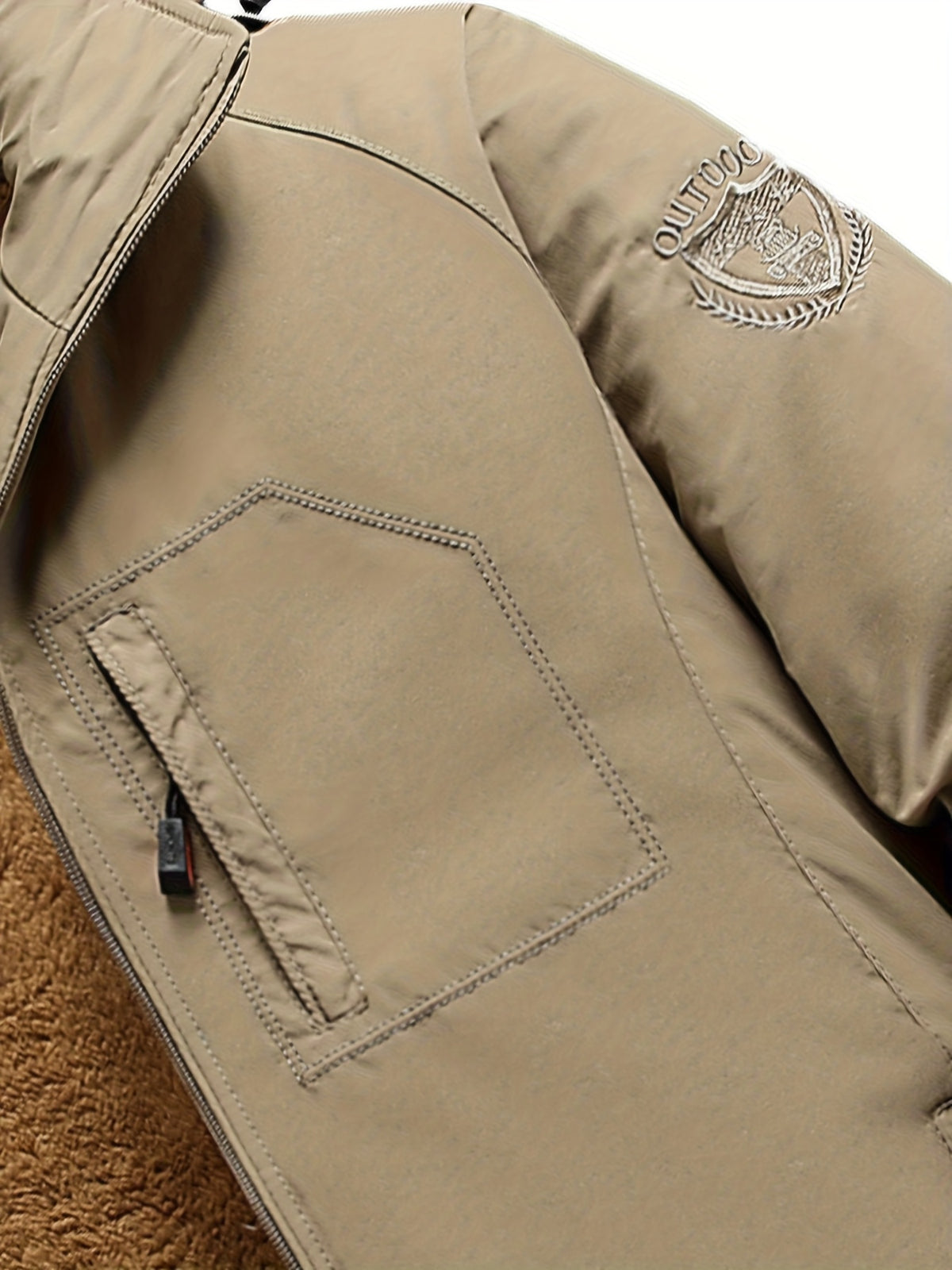 Veste pour homme, coupe-vent, à capuche, vert foncé