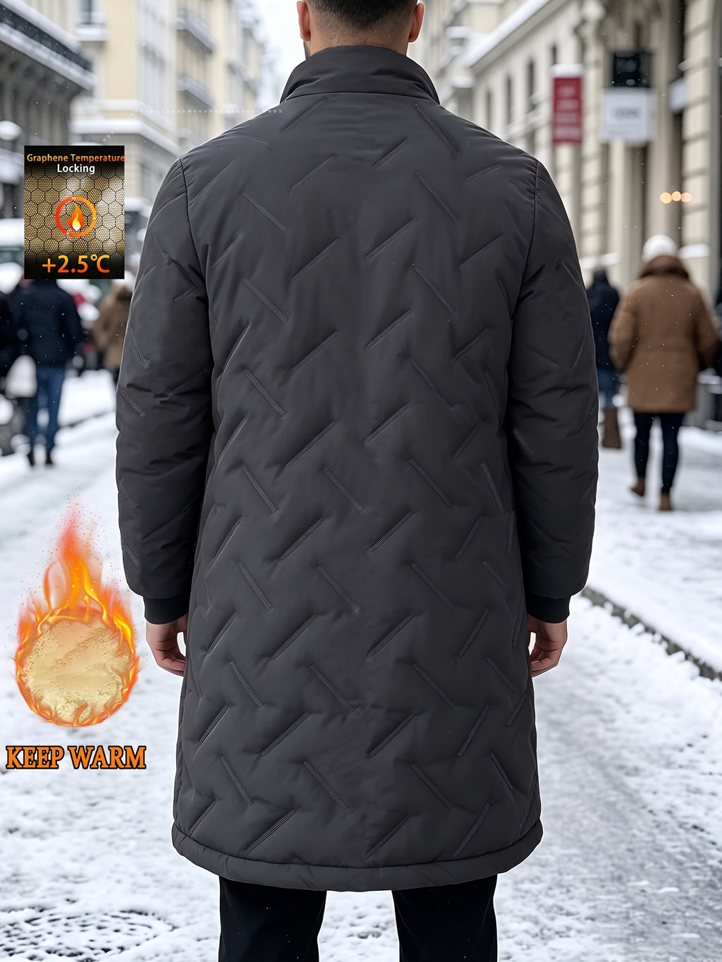 Veste long pour homme, coupe-vent, à col montant