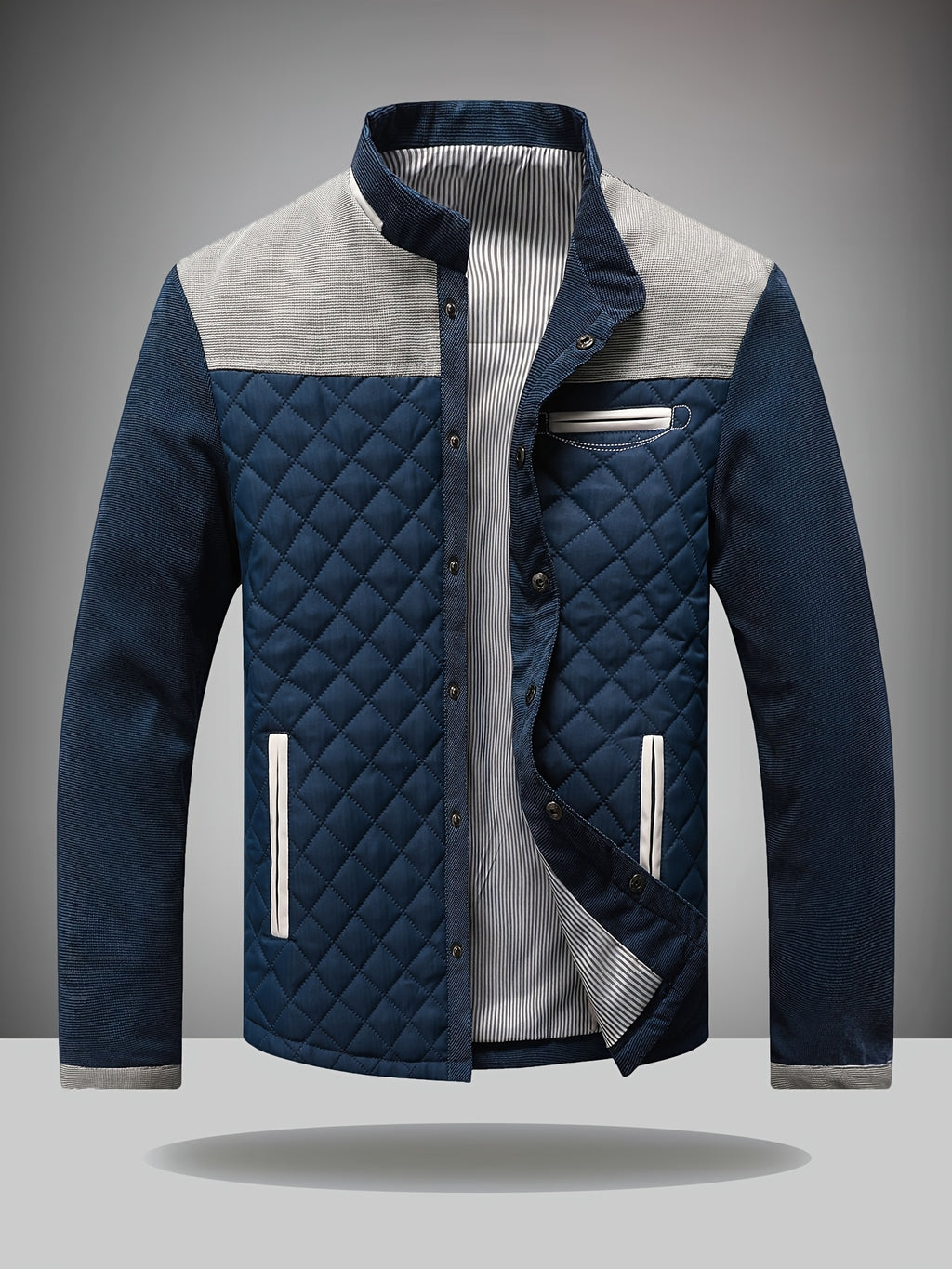 Veste matelassée pour homme, patchwork, à col montant
