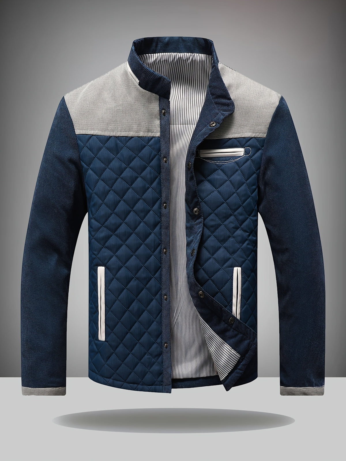 Veste matelassée pour homme, patchwork, à col montant