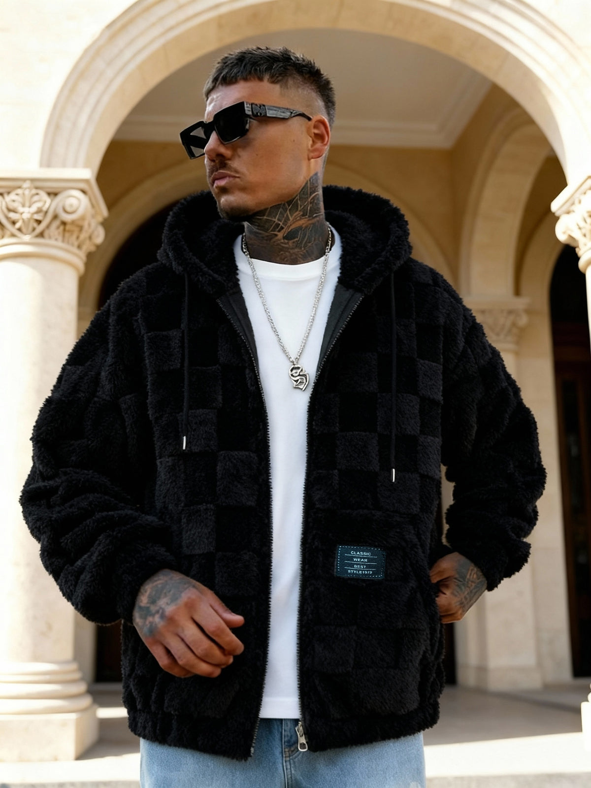 Veste pour homme, à capuche, vert clair