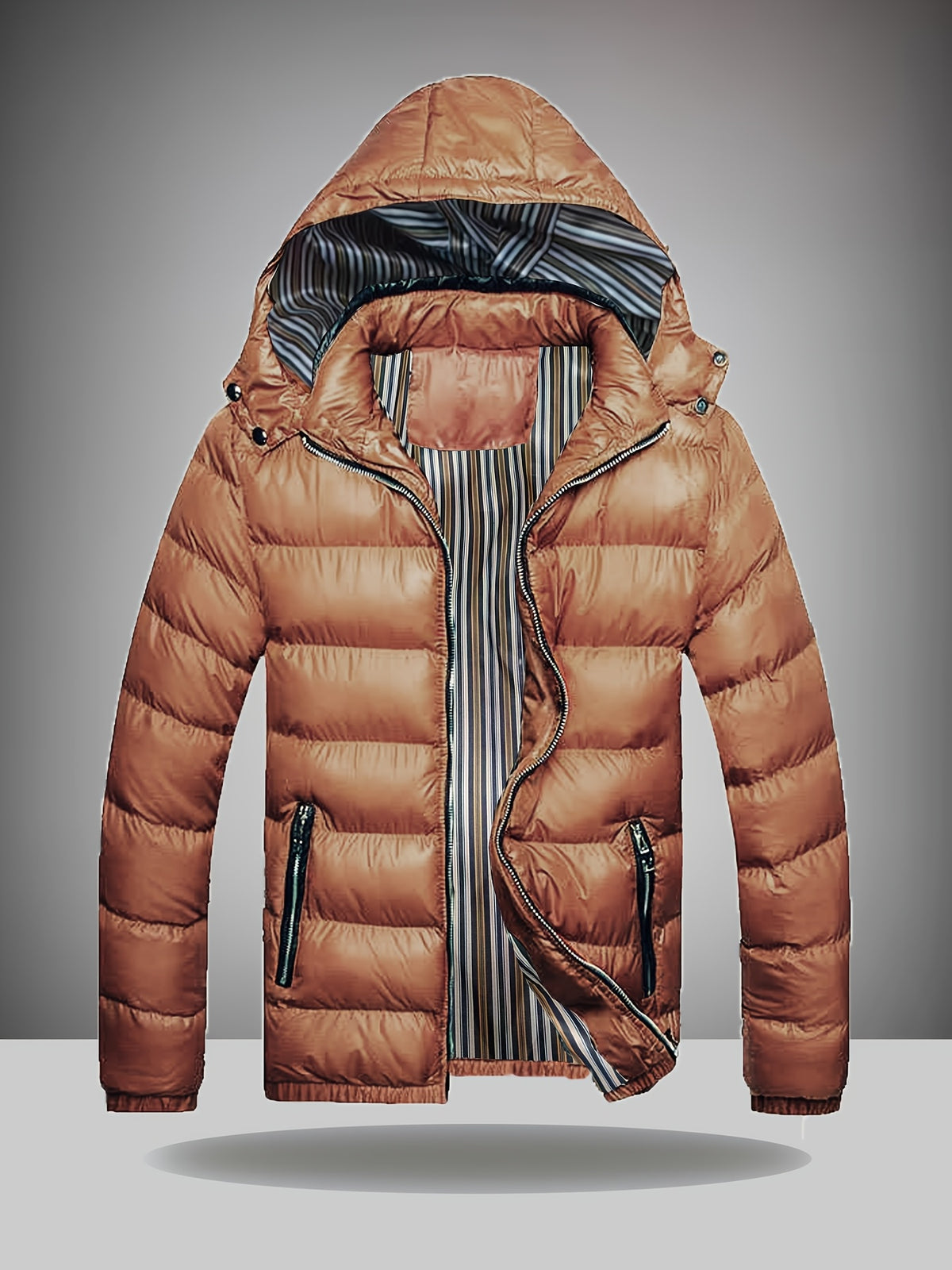 Manteau pour homme, à capuche, brun jaunâtre