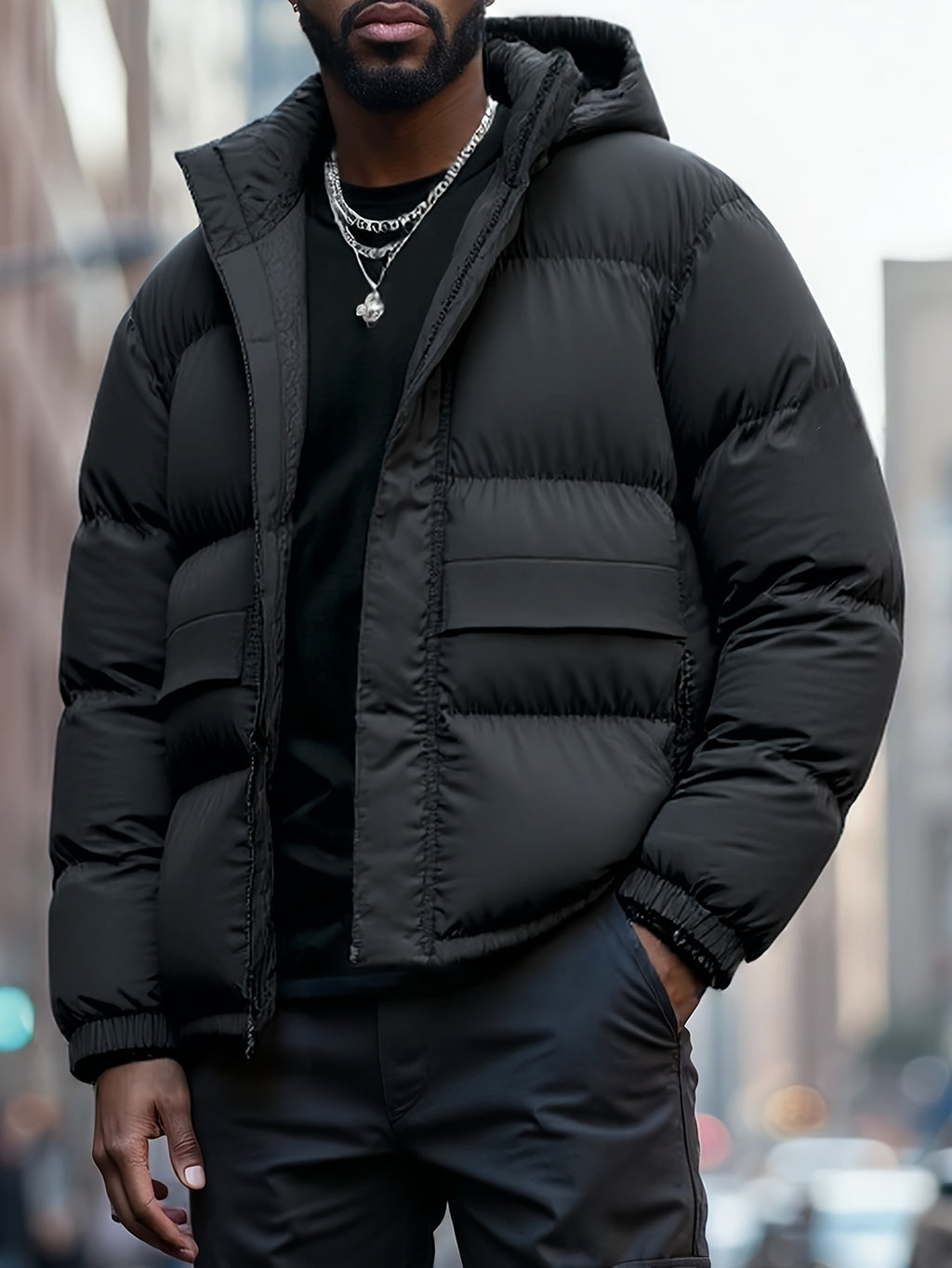 Veste pour homme, à capuche, beige
