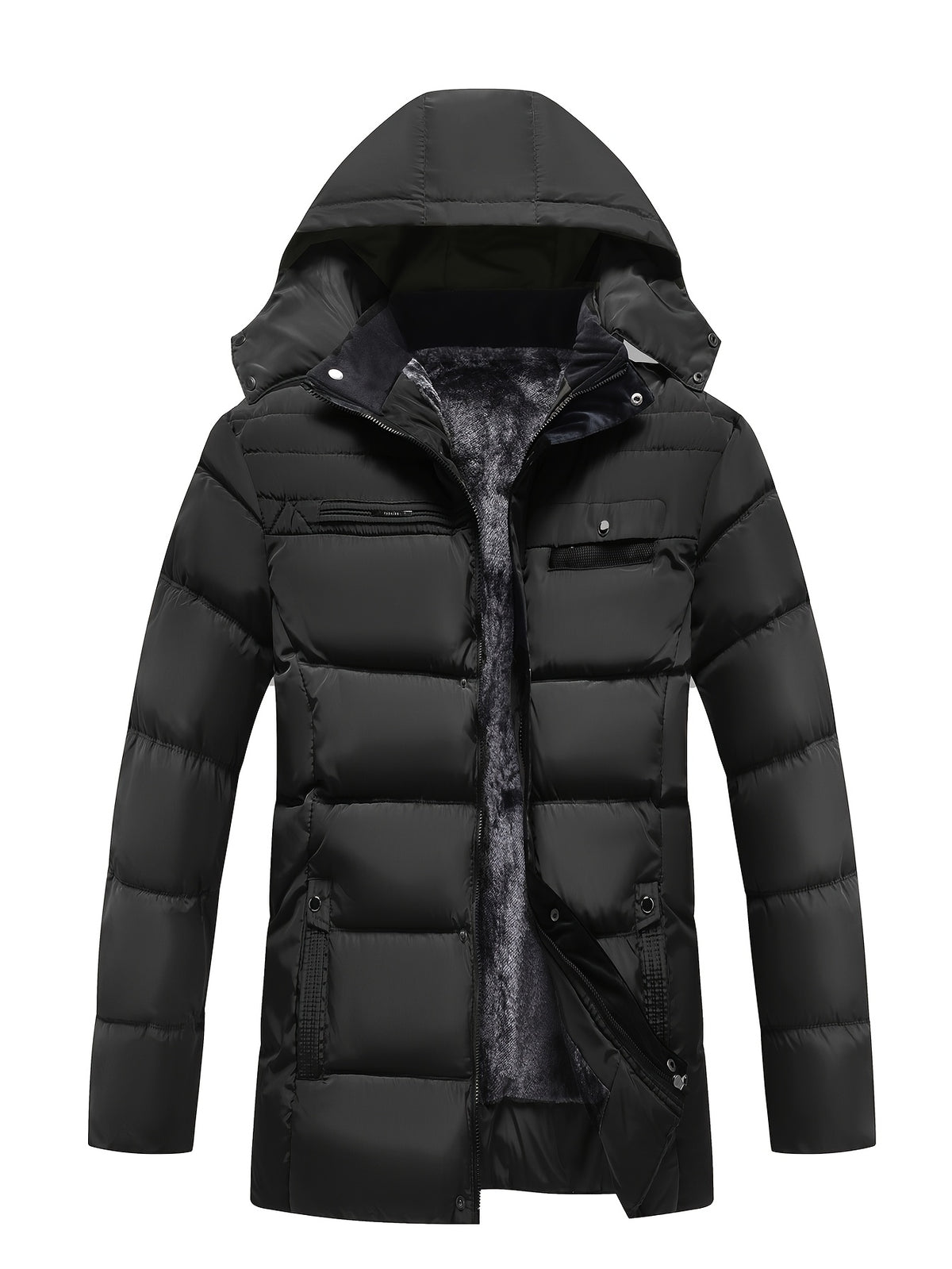 Parka matelassée pour homme, coupe-vent, à capuche, vert militaire