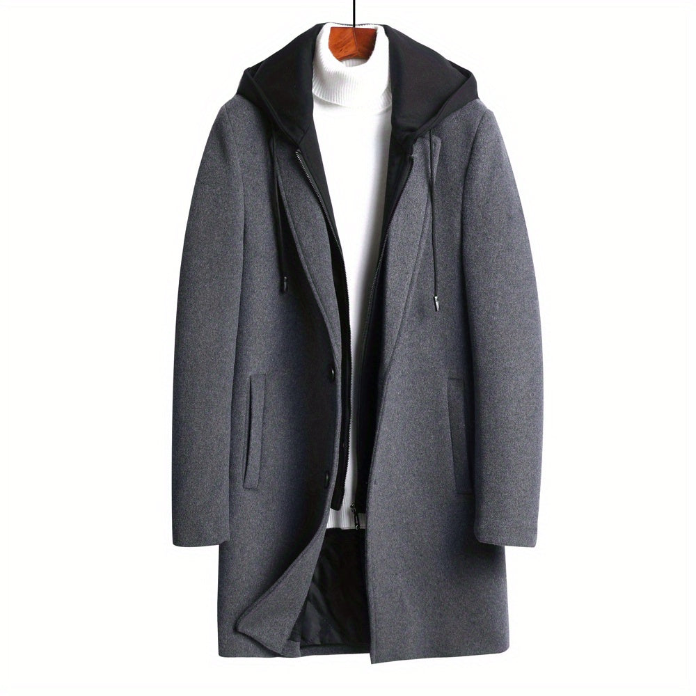 Manteau en laine pour homme, 30 % laine, à revers