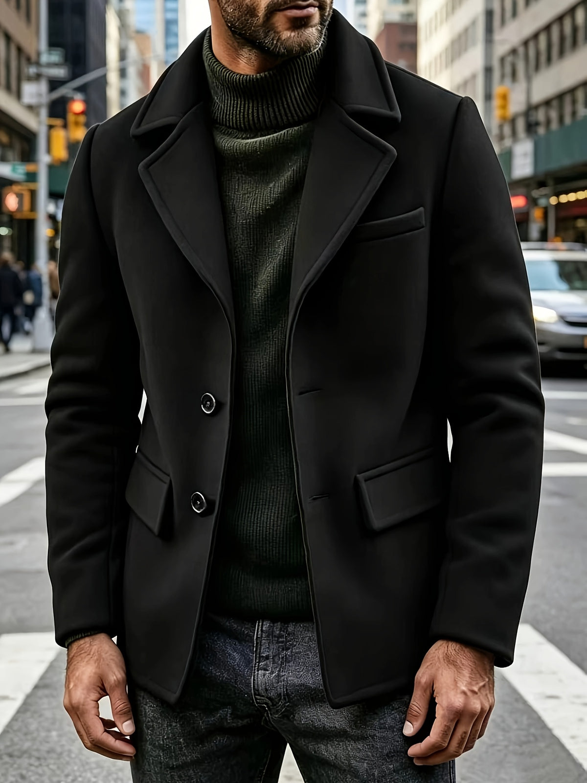 Manteau pour homme, à revers, col montant