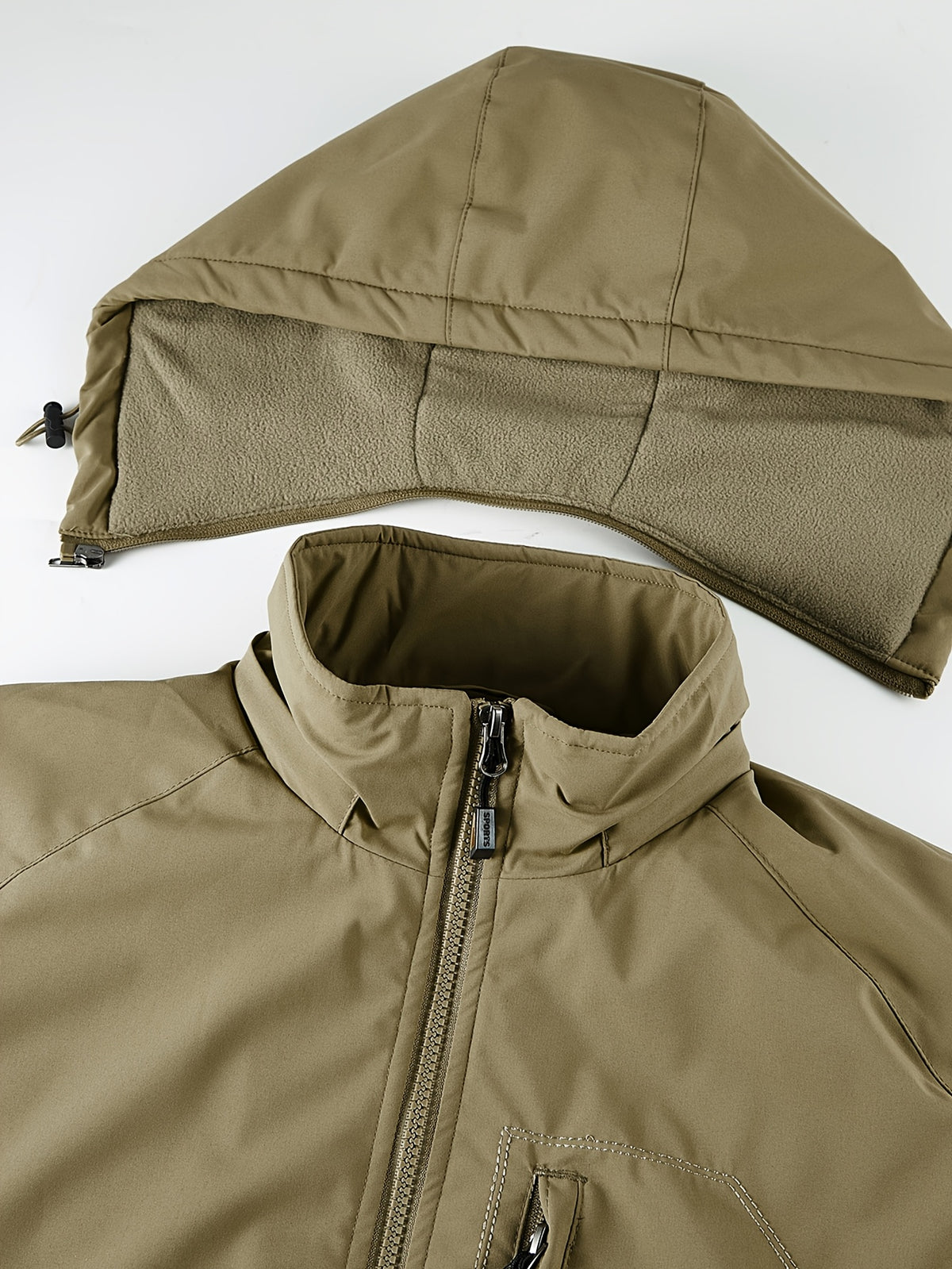 Veste pour homme, polaire, à capuche, kaki
