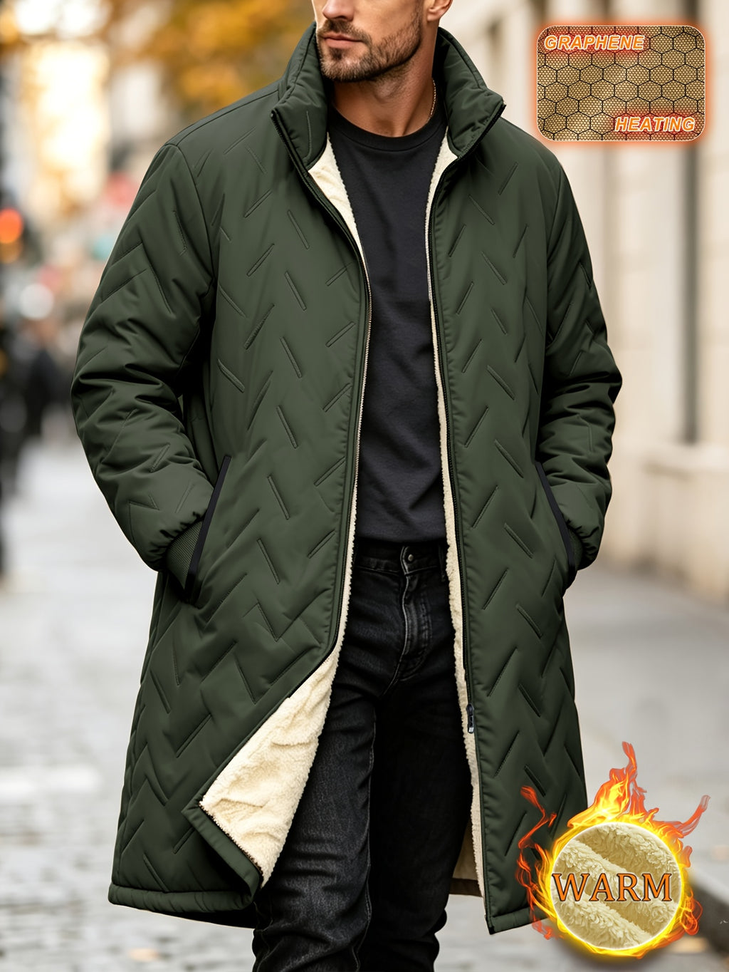 Trench long pour homme, polaire