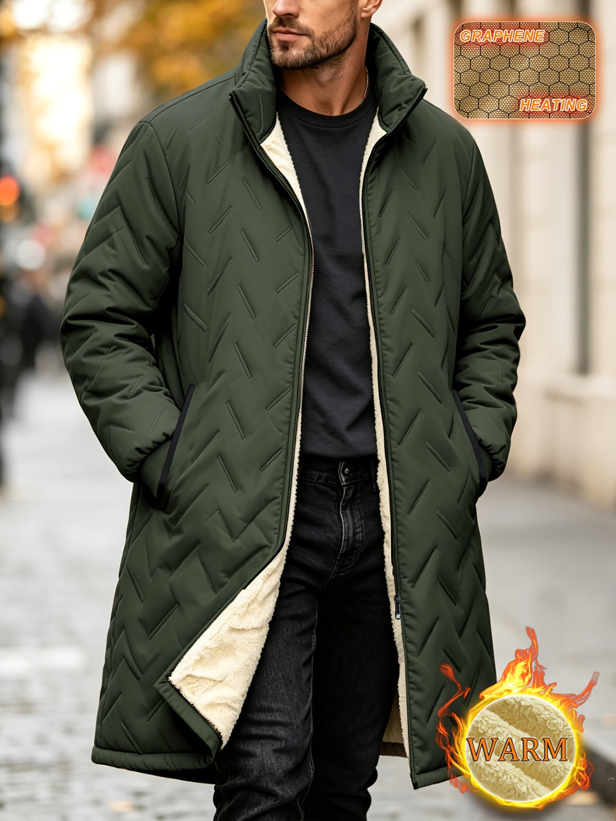 Trench long pour homme, polaire