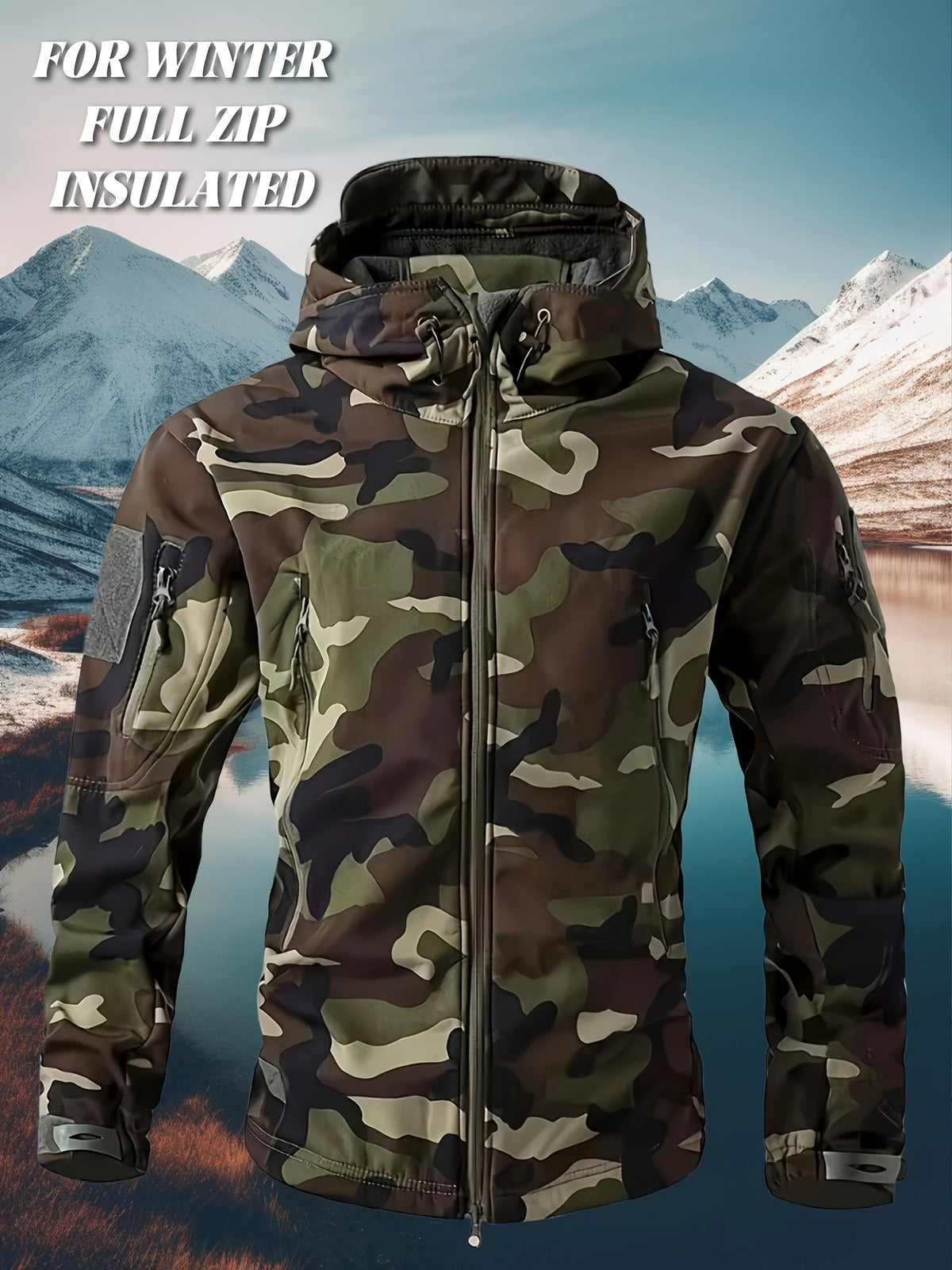 Veste pour homme, coupe-vent, à capuche, couleur jungle