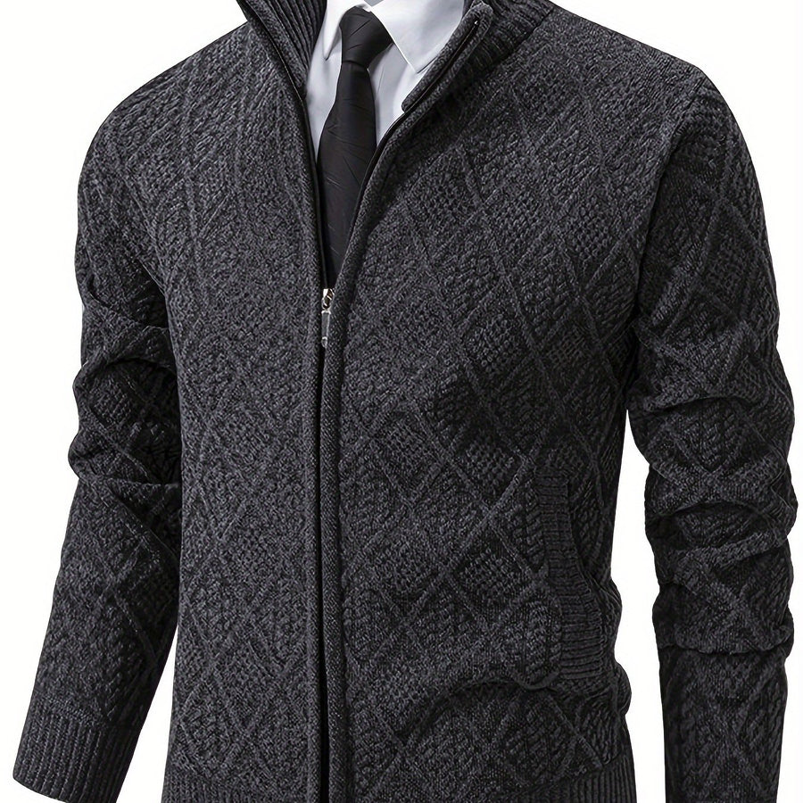 Manteau, à col montant, coloris gris foncé, détail