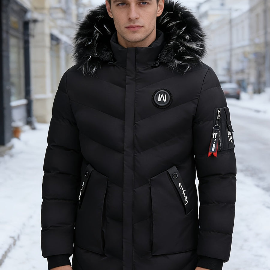 Veste matelassée, capuche amovible, bleu marine, coloris noir, détail