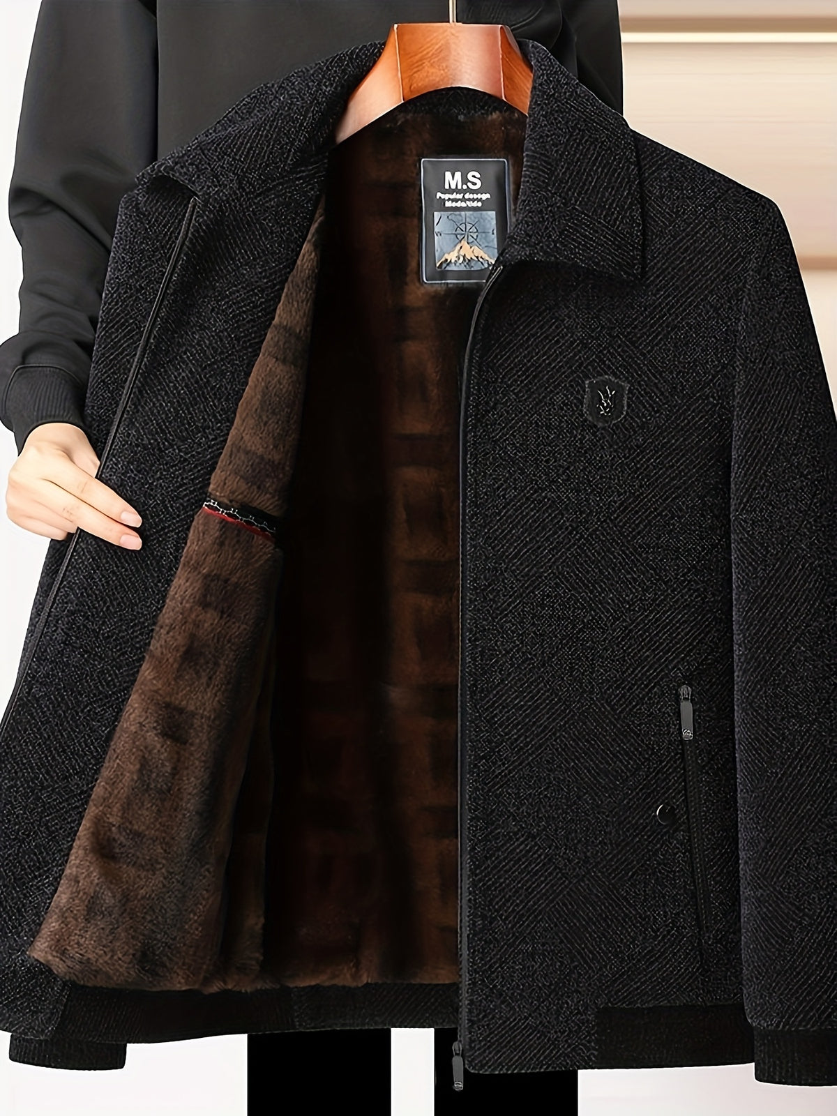 Veste long pour homme, tweed, à revers