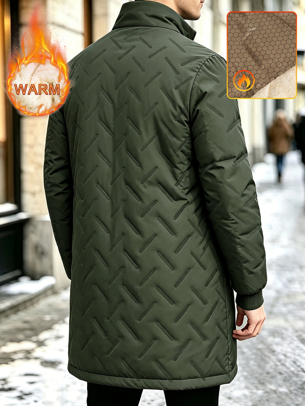 Veste matelassée long pour homme, à col montant