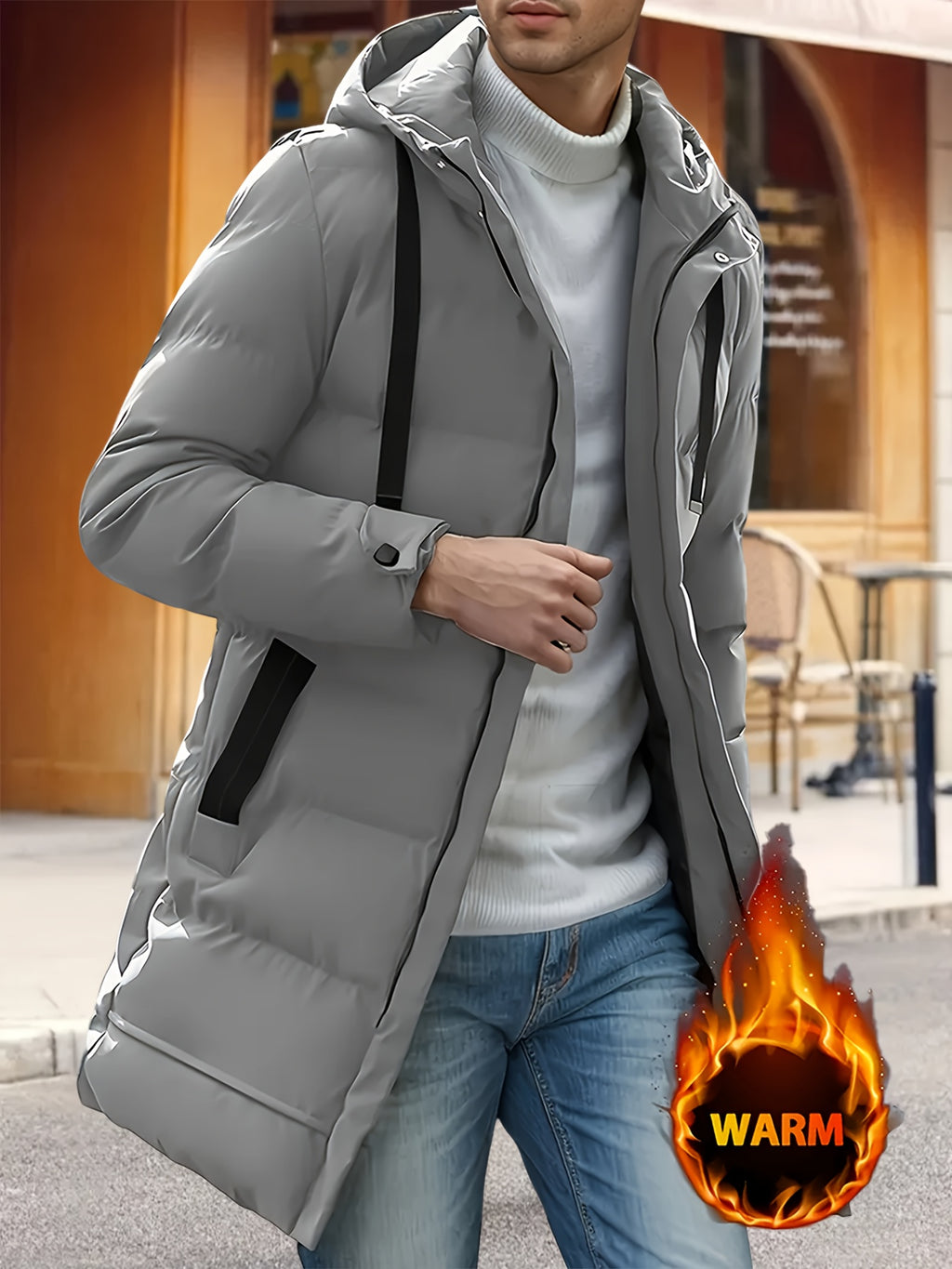 Manteau pour homme, coupe-vent, à capuche, vert fougère