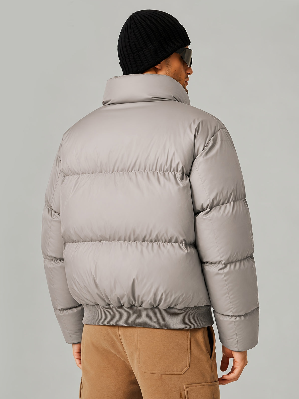 Veste matelassée pour homme, coupe-vent, à revers, noir