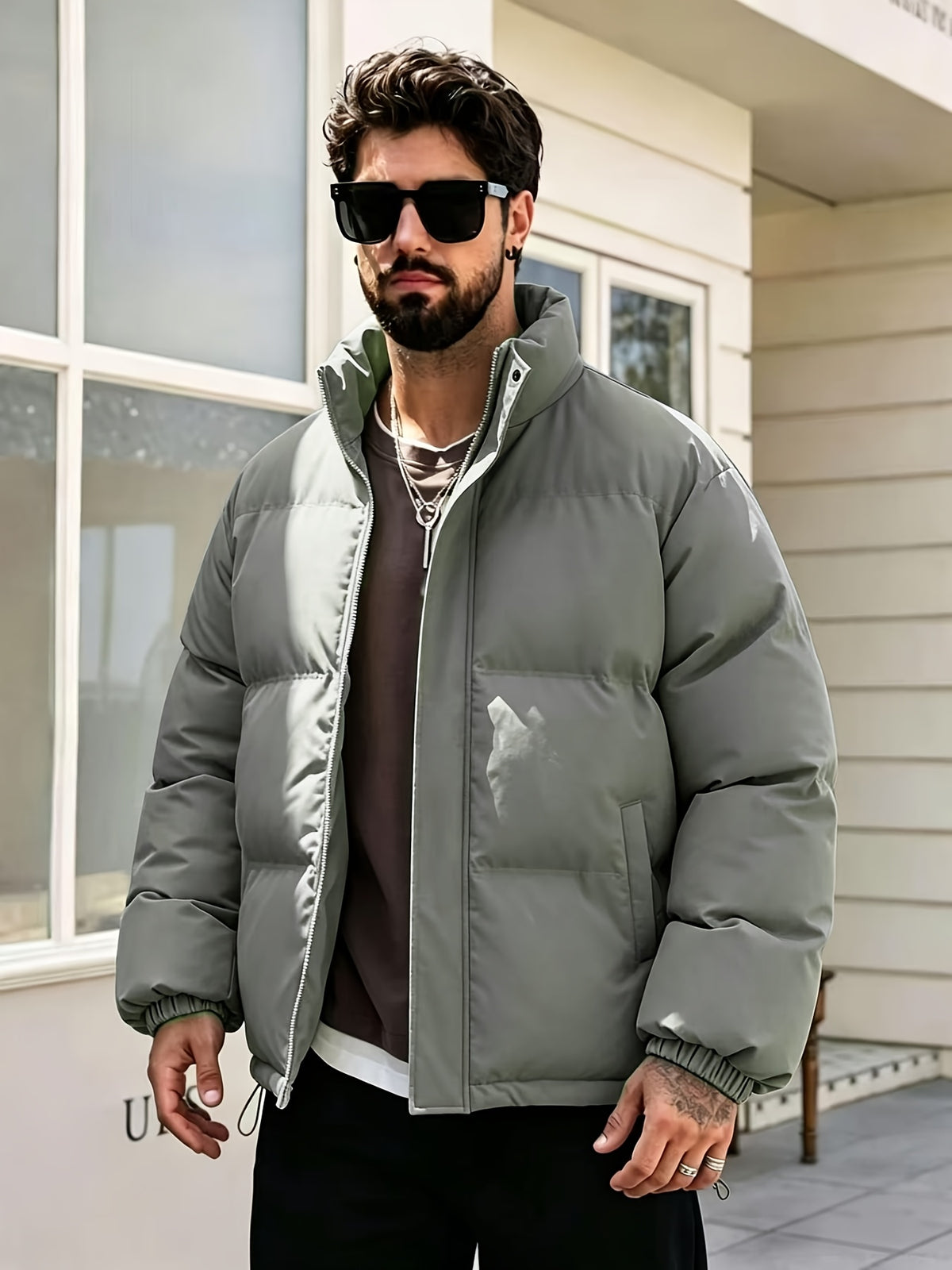Manteau matelassé pour homme, à col montant, bourgogne