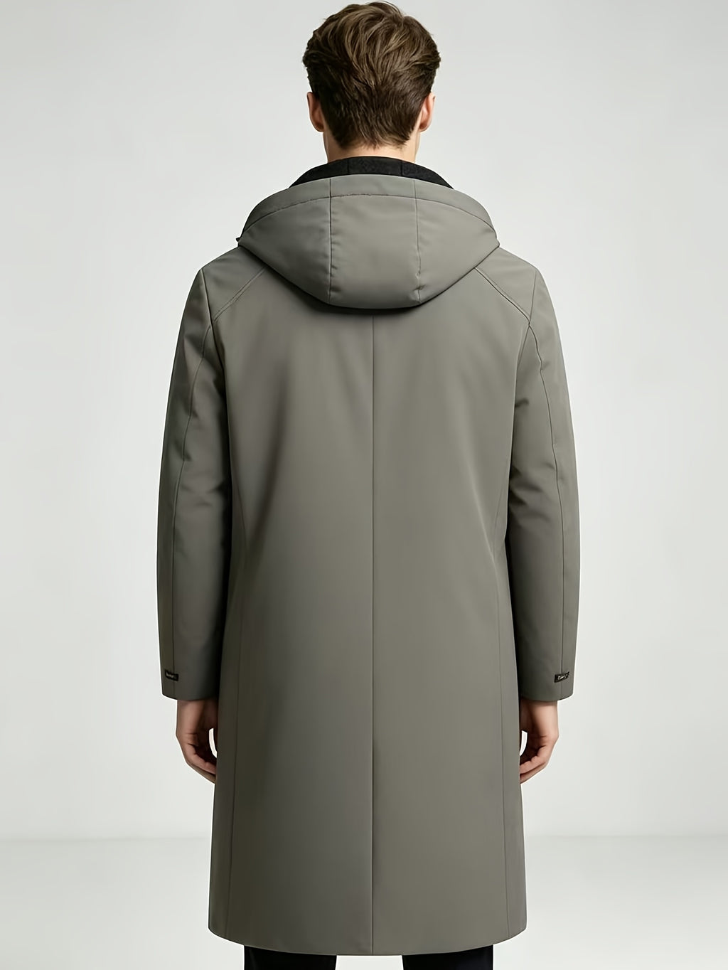 Manteau long pour homme, à capuche, gris clair