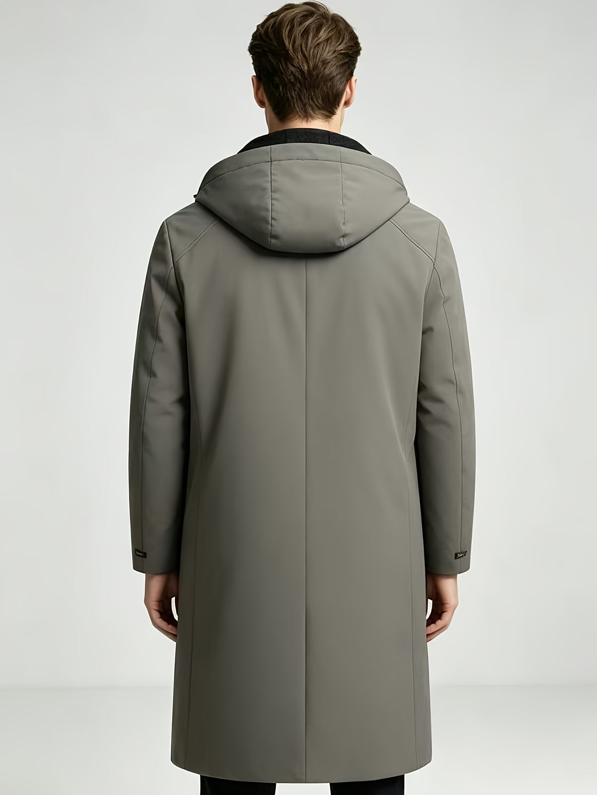 Manteau long pour homme, à capuche, gris clair