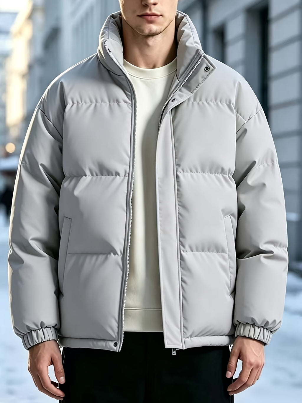 Veste pour homme, à col montant, rouge tendre