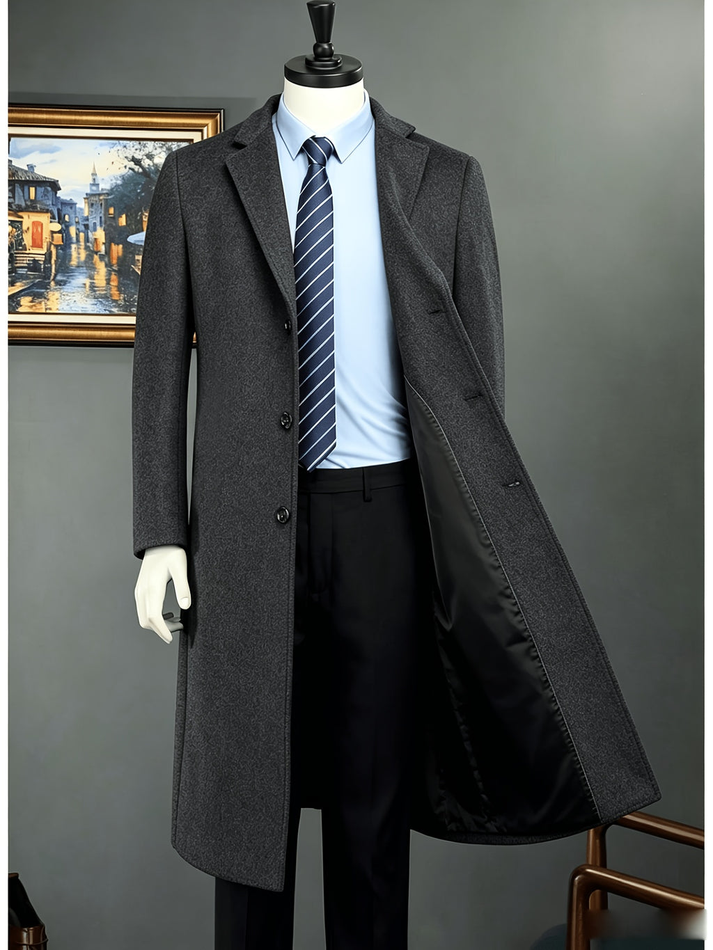 Veste, à revers, gris profond, photo 15