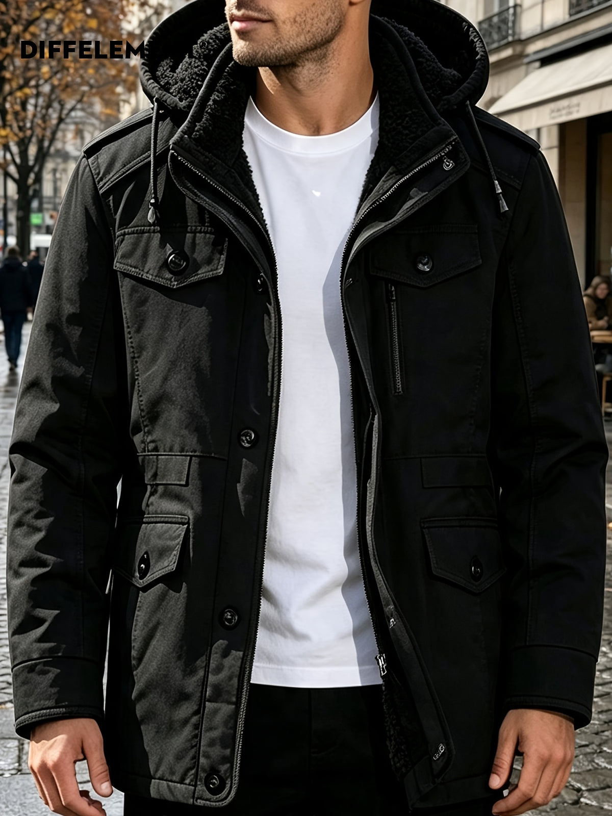 Parka pour homme, coupe-vent, à capuche, modele 2