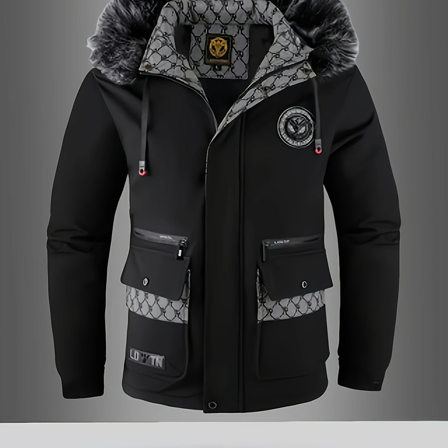 Manteau, à capuche, mandarine, coloris noir