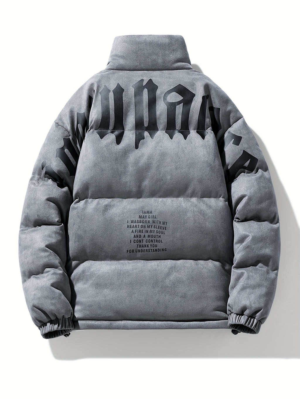 Veste pour homme, à col montant, noir brillant