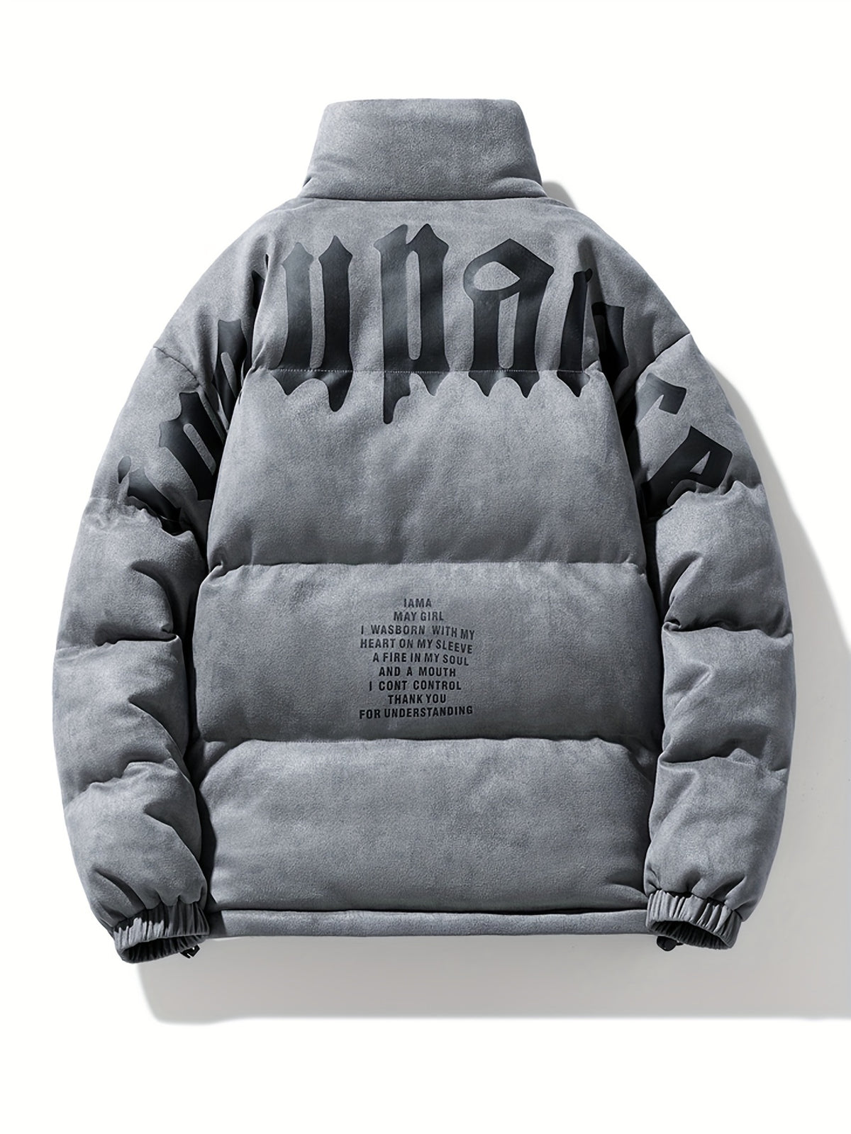 Veste pour homme, à col montant, noir brillant