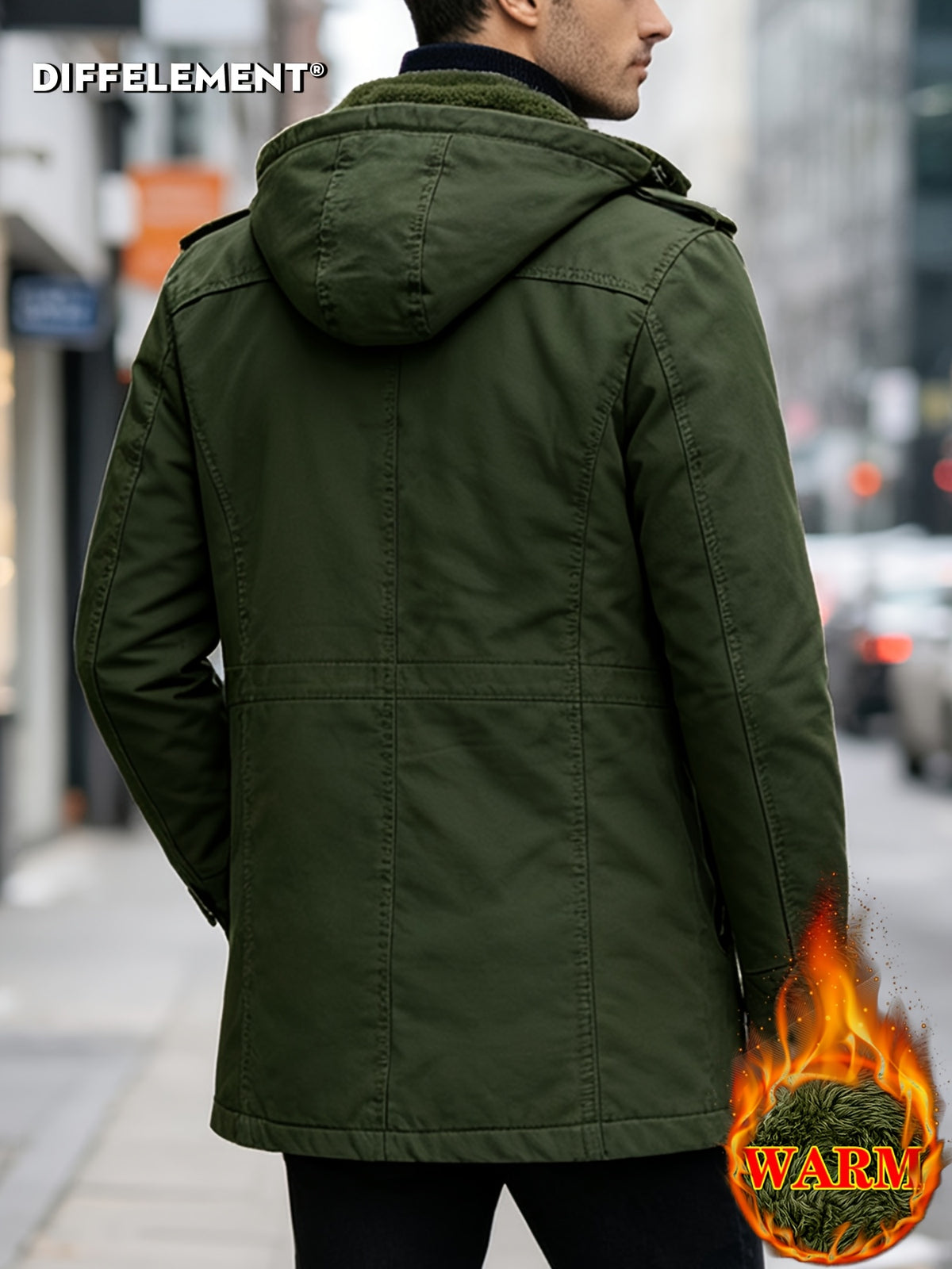 Parka matelassée pour homme, capuche amovible, à col montant