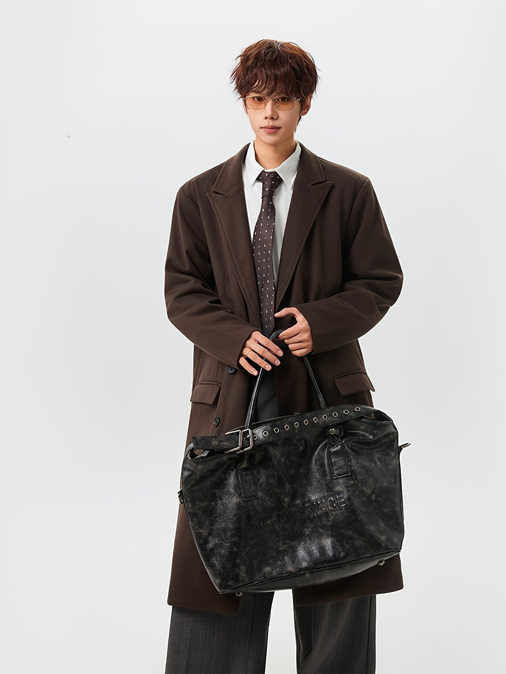 Manteau pour homme, à revers, café