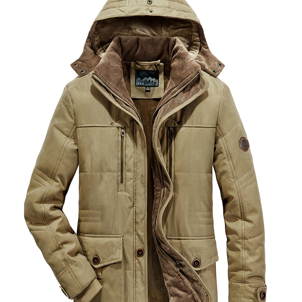 Veste matelassée pour homme, à capuche, vert fougère court, vue 4 Image