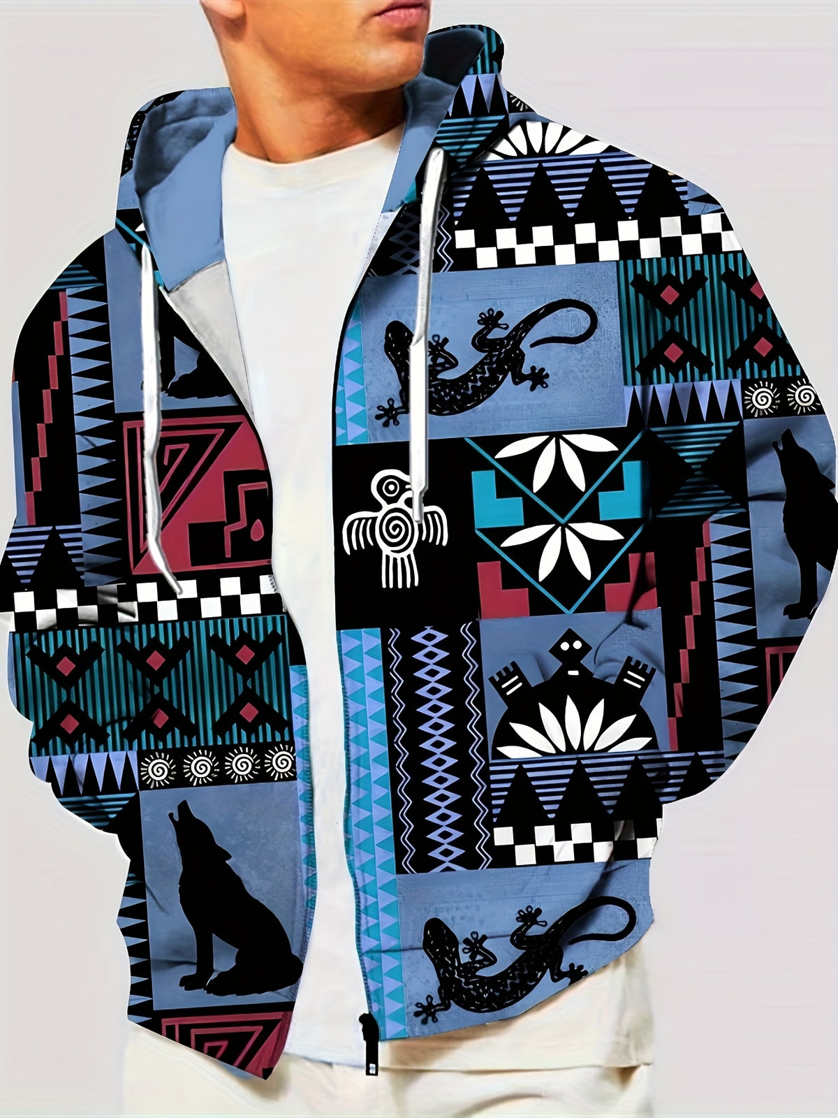Veste pour homme, à capuche, couleurs mélangées