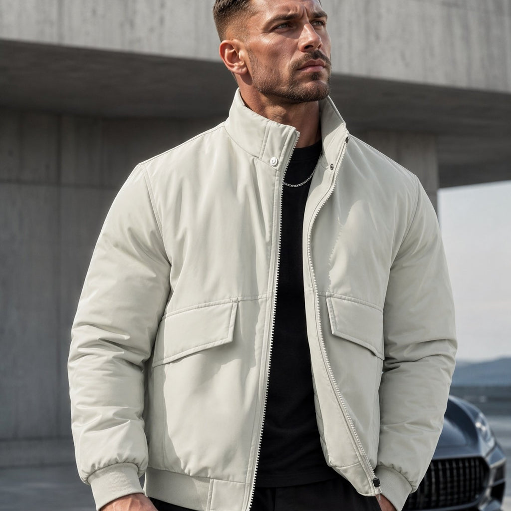 Veste matelassée, à capuche, jaune, coloris beige, détail