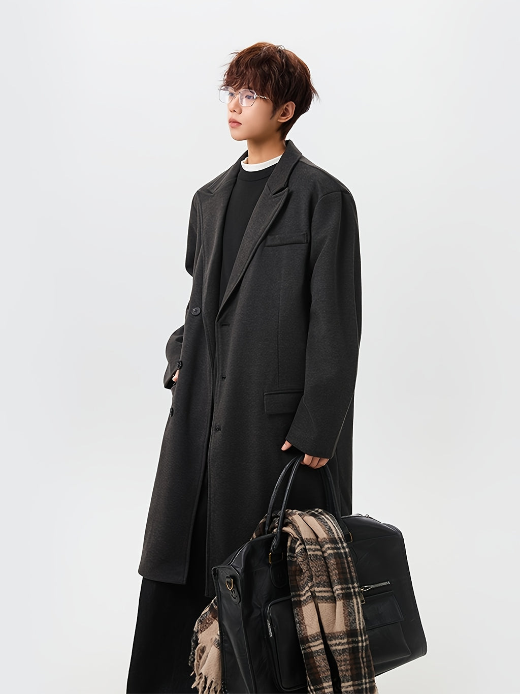 Manteau pour homme, à revers, café