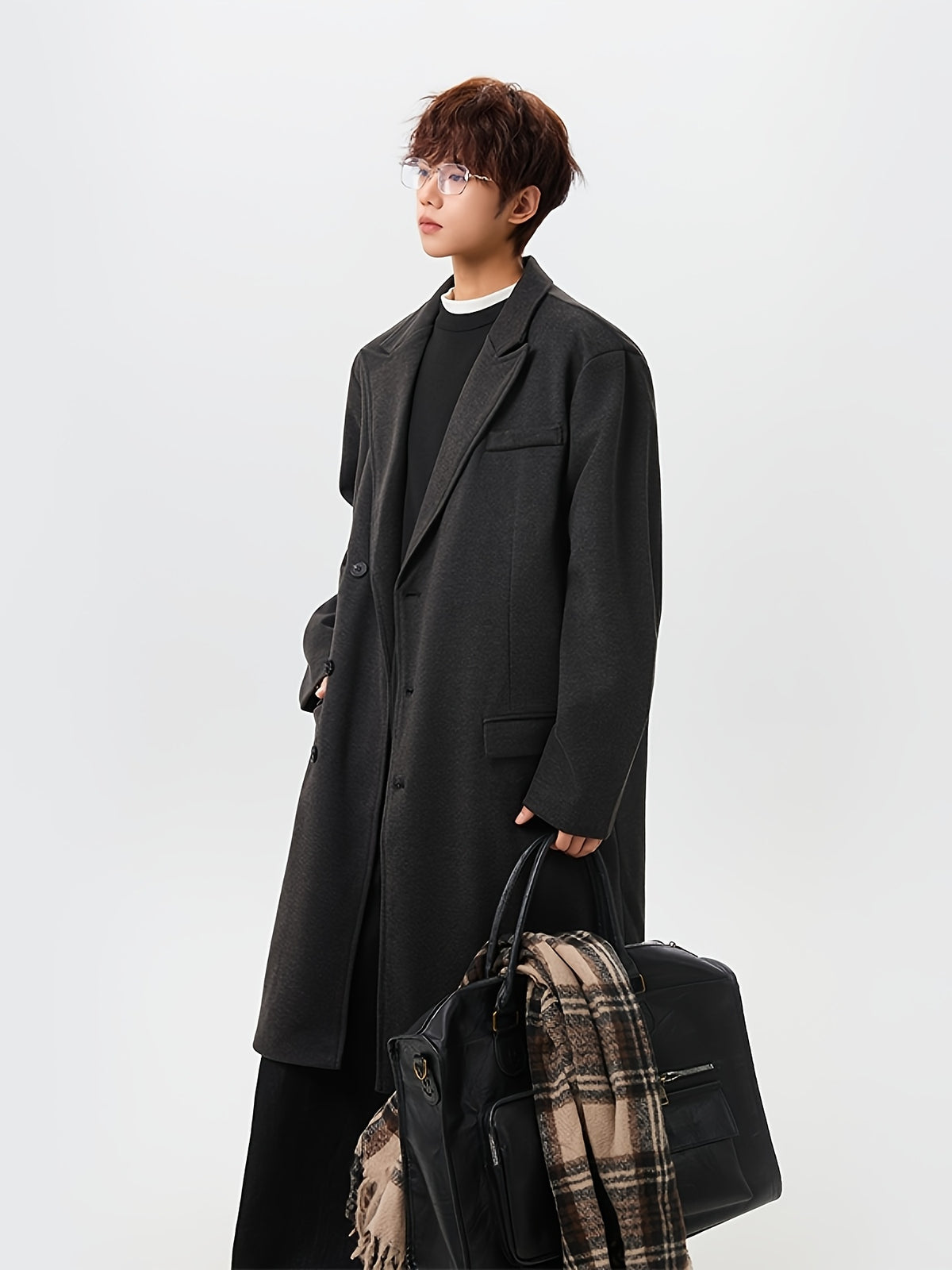 Manteau pour homme, à revers, café