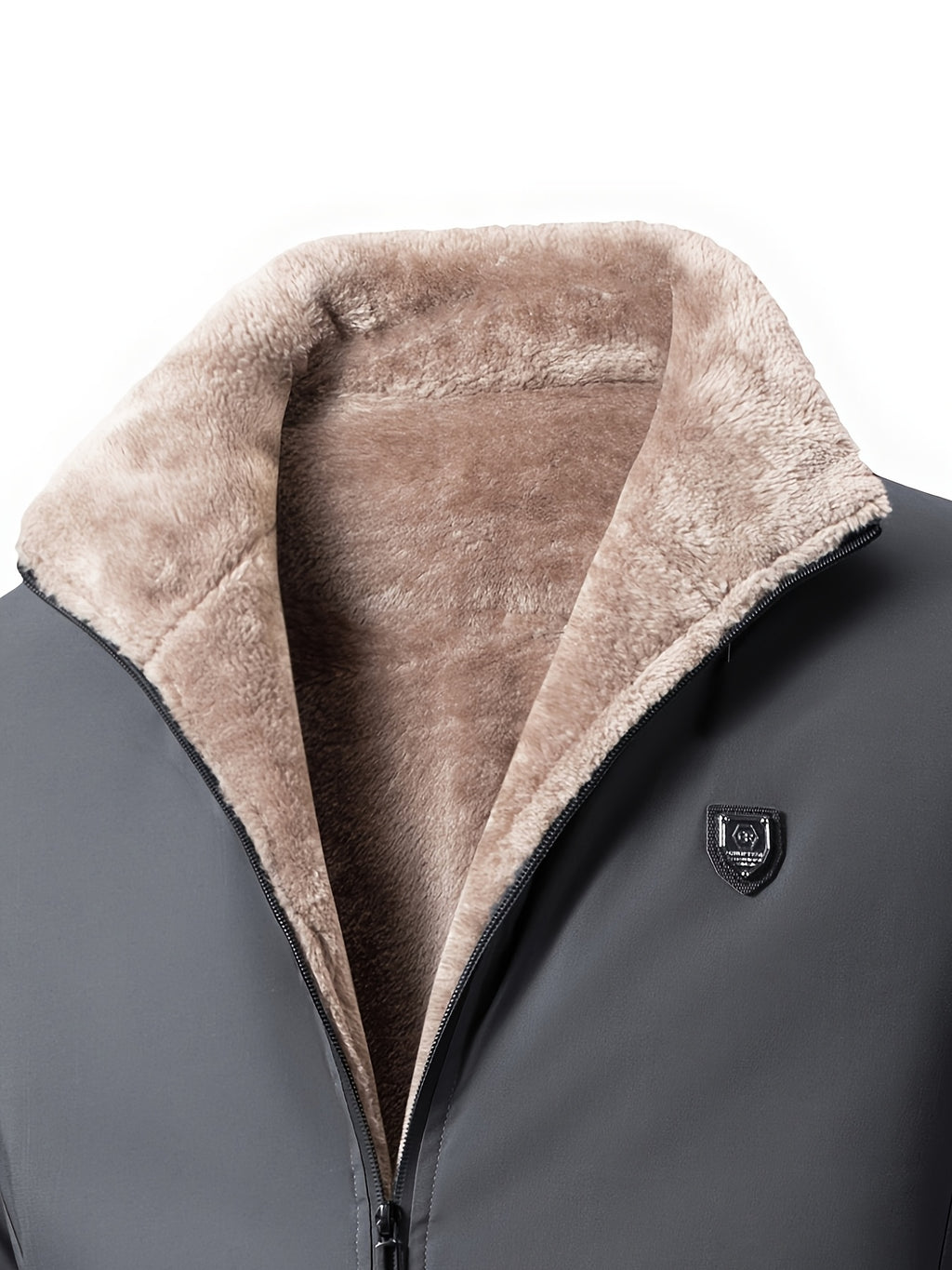 Manteau en fausse fourrure pour homme, polaire, à revers