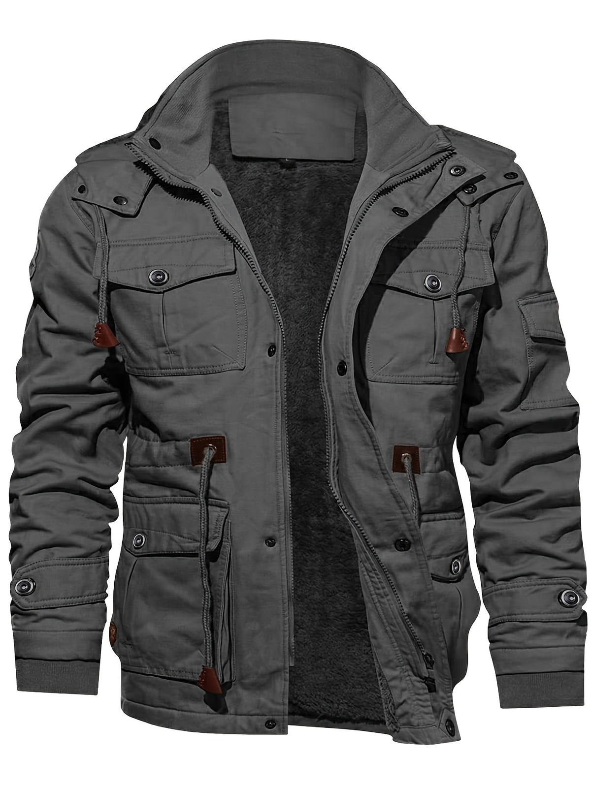 Veste pour homme, coupe-vent, à col montant, kaki
