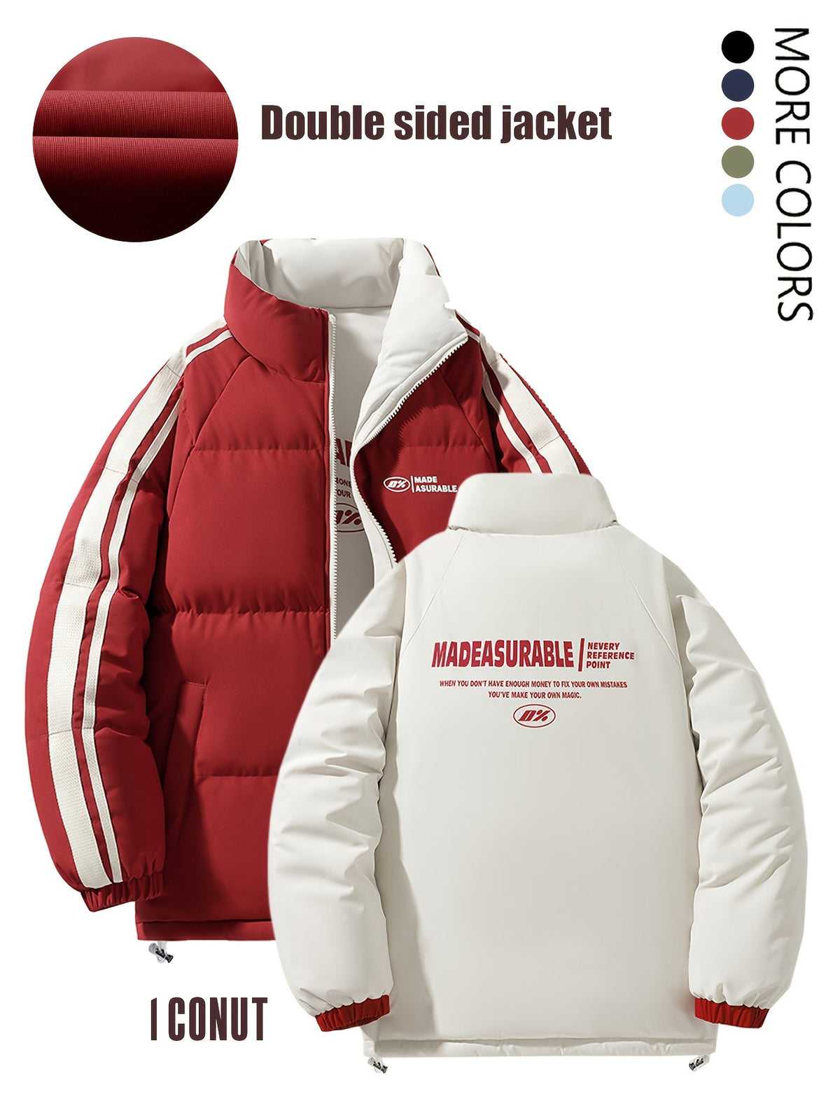 Manteau pour homme, réversible, à col montant