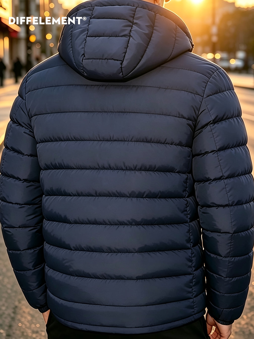 Veste pour homme, coupe-vent, à capuche, bleu marine